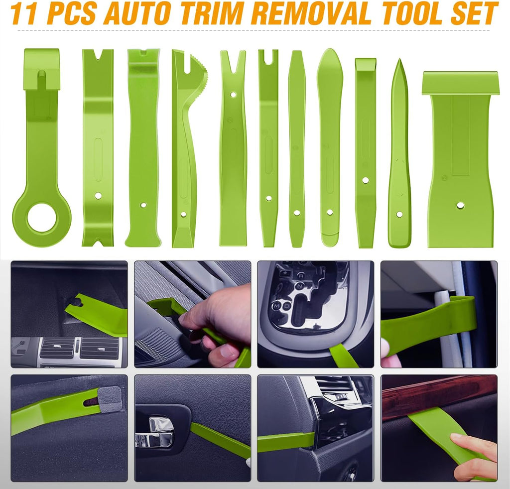 GOOACC 238Pcs Trim Removal Tool, Auto Push Pin Bumper Retainer Clip Set Fastener Terminal Remover Tool Adhesive Cable Clips Pry Kit Car Panel Radio Removal Auto Clip Pliers (GRC-207)