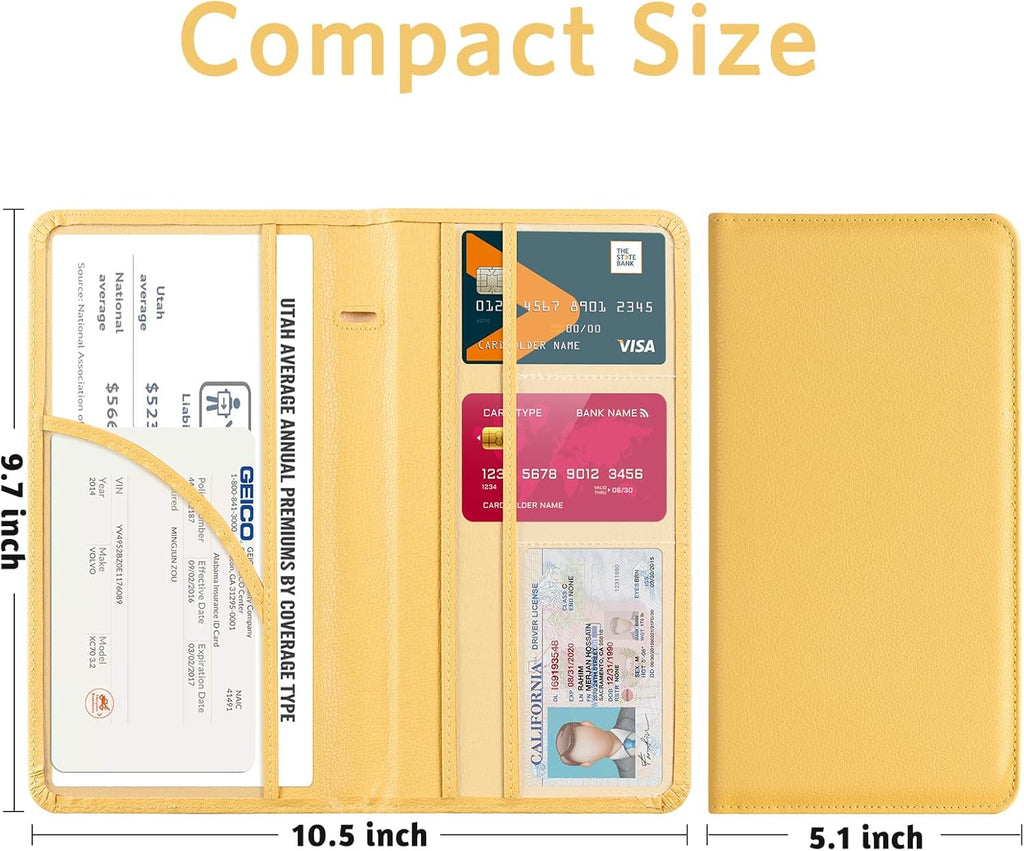 CoBak Car Registration and Insurance Holder - Vehicle Glove Box Car Organizer, Auto Truck Comparment Accessories Case for Essential Document, Driver License, Cards