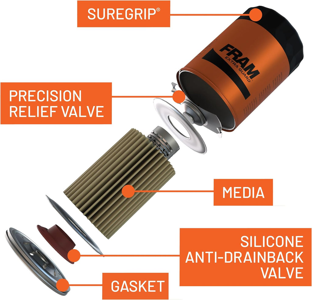 FRAM Ultra Synthetic Automotive Replacement Oil Filter, Designed for Synthetic Oil Changes Lasting up to 20k Miles, XG6607 with SureGrip (Pack of 1)