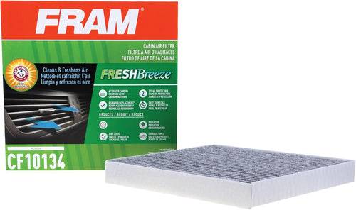 FRAM Fresh Breeze Cabin Air Filter Replacement for Car Passenger Compartment w/ Arm and Hammer Baking Soda, Easy Install, CF10134 for Honda Vehicles, white