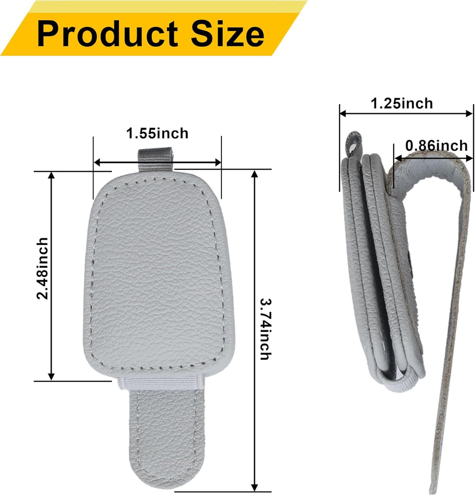 Yuoyar 2 Packs Sunglasses Holders for Car Visor - Magnetic Leather Sunglasses Holder and Ticket Card Clip - Car Visor Accessories (Black)