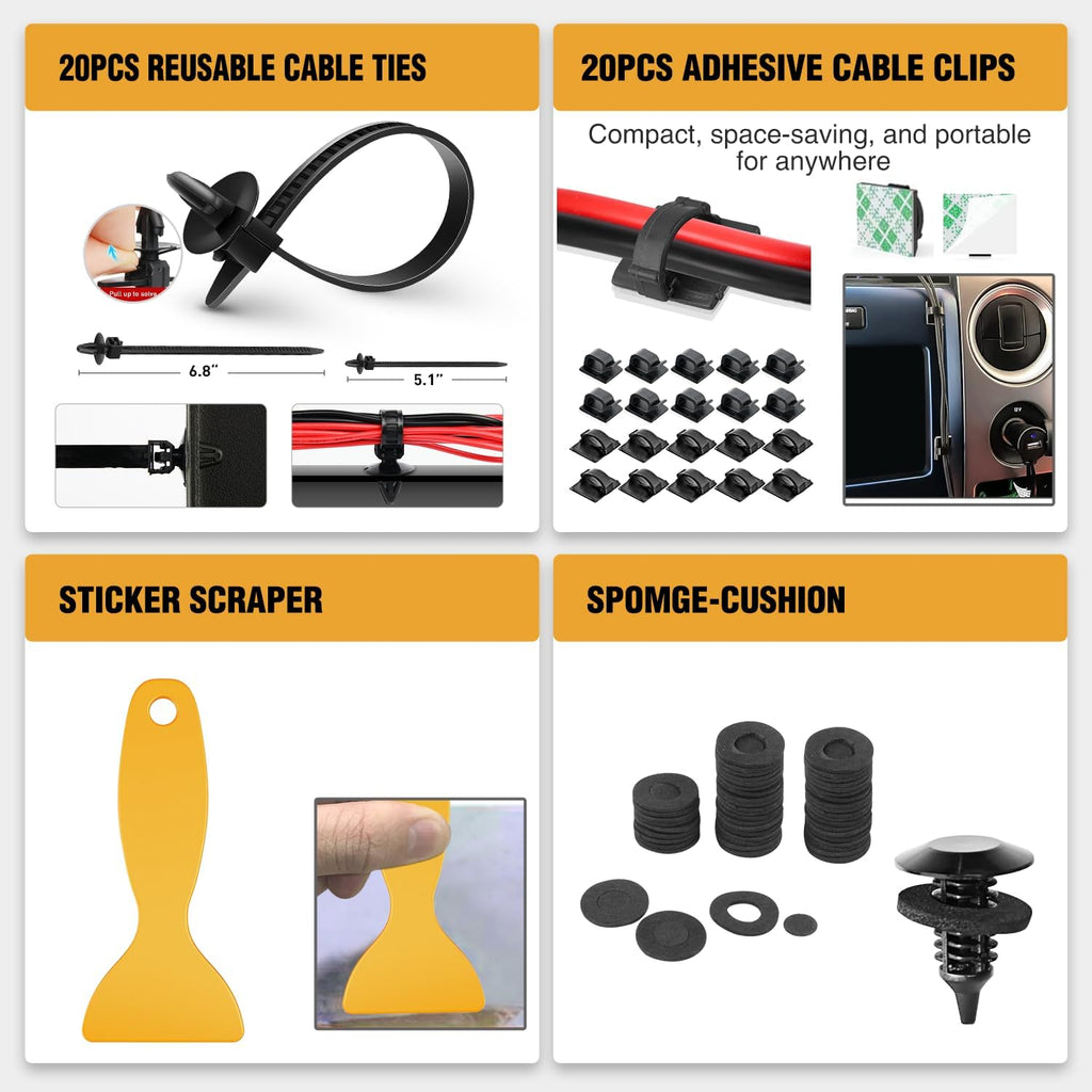 GOOACC 238Pcs Trim Removal Tool, Auto Push Pin Bumper Retainer Clip Set Fastener Terminal Remover Tool Adhesive Cable Clips Pry Kit Car Panel Radio Removal Auto Clip Pliers (GRC-207)