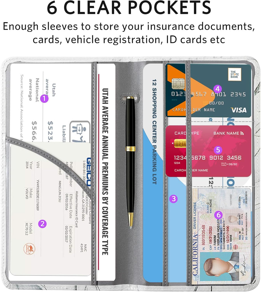 CoBak Car Registration and Insurance Holder - Vehicle Glove Box Car Organizer, Auto Truck Comparment Accessories Case for Essential Document, Driver License, Cards