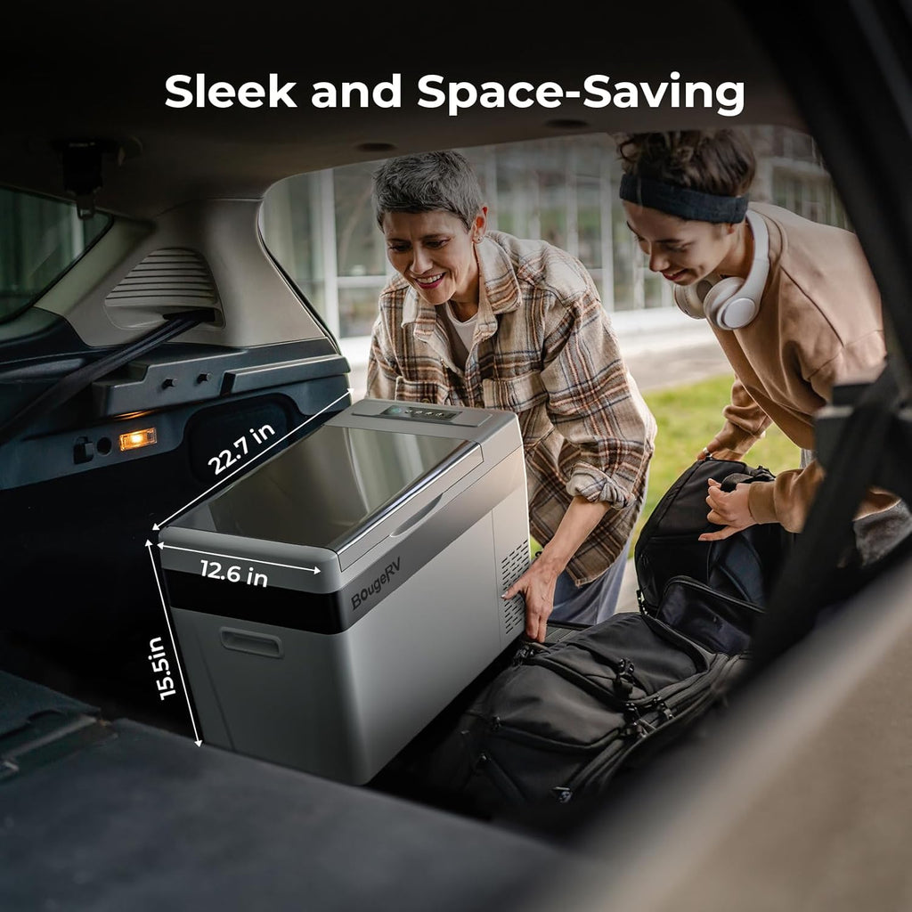 BougeRV 12 Volt Refrigerator 12V Car Fridge 23 Quart Portable Freezer Compressor Cooler 12/24V DC 110~240 Volt AC for Truck Van RV Camper SUV Travel Camping Road Trips Tailgating -8℉~50℉