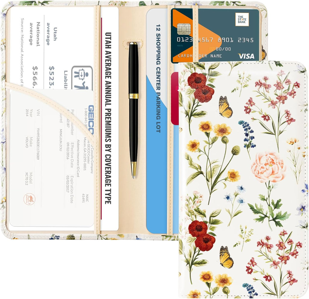 CoBak Car Registration and Insurance Holder - Vehicle Glove Box Car Organizer, Auto Truck Comparment Accessories Case for Essential Document, Driver License, Cards