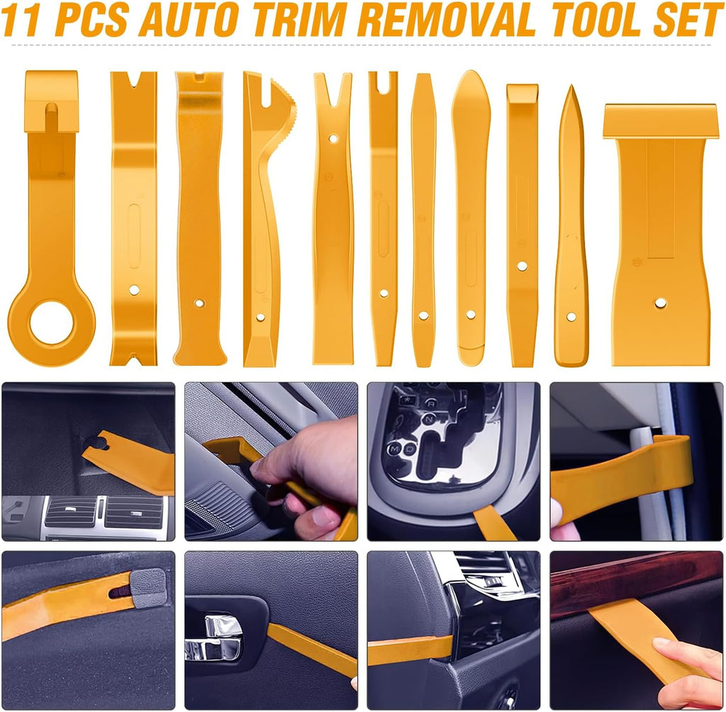 GOOACC 238Pcs Trim Removal Tool, Auto Push Pin Bumper Retainer Clip Set Fastener Terminal Remover Tool Adhesive Cable Clips Pry Kit Car Panel Radio Removal Auto Clip Pliers (GRC-207)
