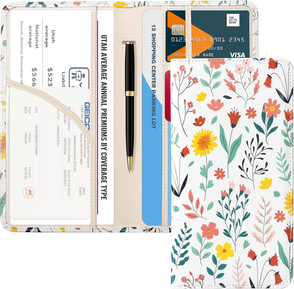 CoBak Car Registration and Insurance Holder - Vehicle Glove Box Car Organizer, Auto Truck Comparment Accessories Case for Essential Document, Driver License, Cards