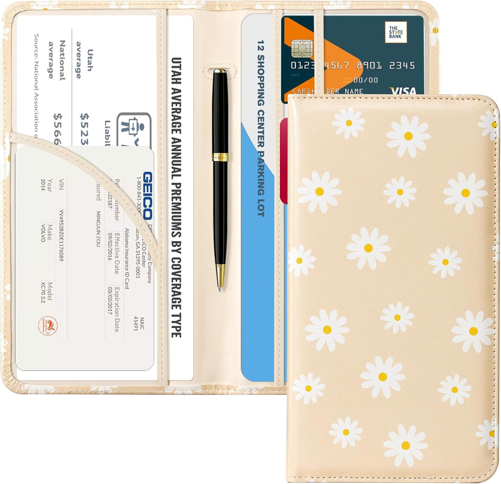 CoBak Car Registration and Insurance Holder - Vehicle Glove Box Car Organizer, Auto Truck Comparment Accessories Case for Essential Document, Driver License, Cards