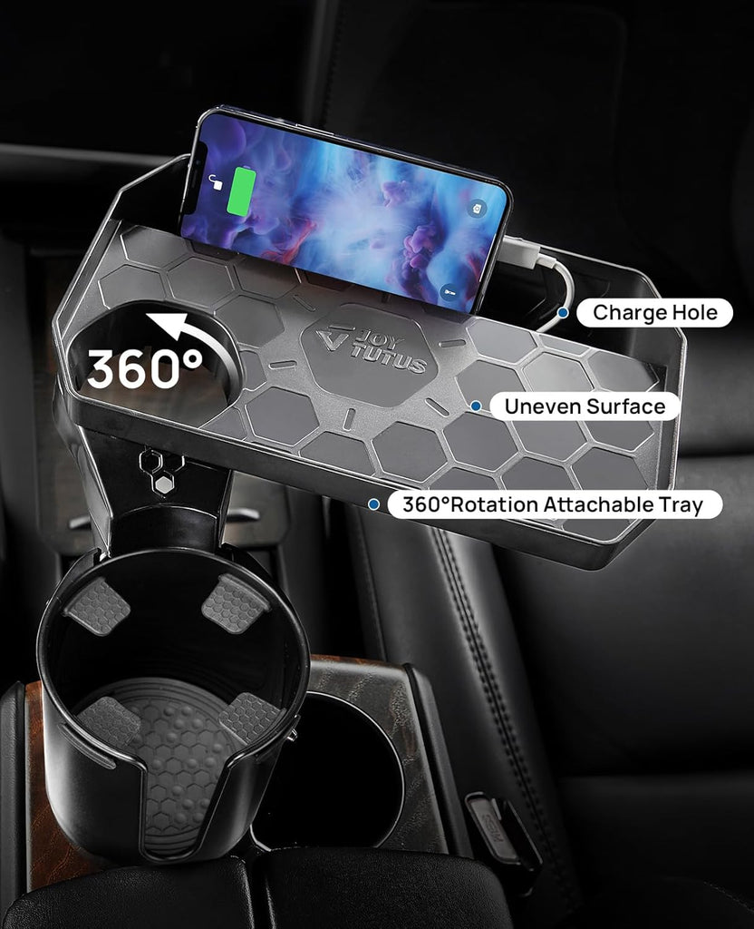 JoyTutus Car Cup Holder Expander, Automotive Cup Attachable Tray with 360° Rotation,Large Cup Holder Adapt Most Regular Cups with 18-40 oz, fit in 2.75-3.25 inch Car Holder
