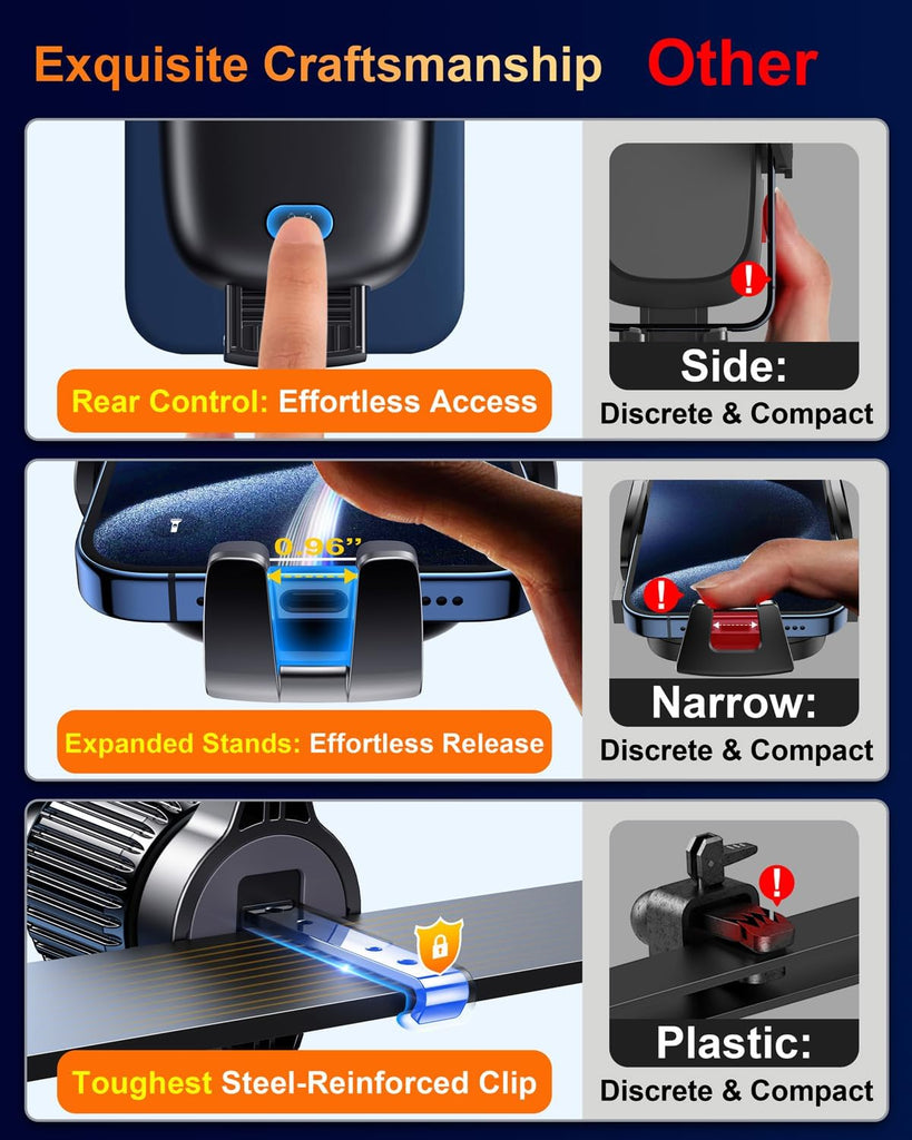 Qifutan Dash Mounted Holders Phone Holders for Your Car Phone Mount for Car Windshield Dashboard Air Vent Universal Hands Free Automobile Cell Phone Holder Fit for iPhone Smartphone