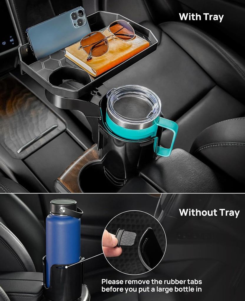 JoyTutus Car Cup Holder Expander, Automotive Cup Attachable Tray with 360° Rotation,Large Cup Holder Adapt Most Regular Cups with 18-40 oz, fit in 2.75-3.25 inch Car Holder