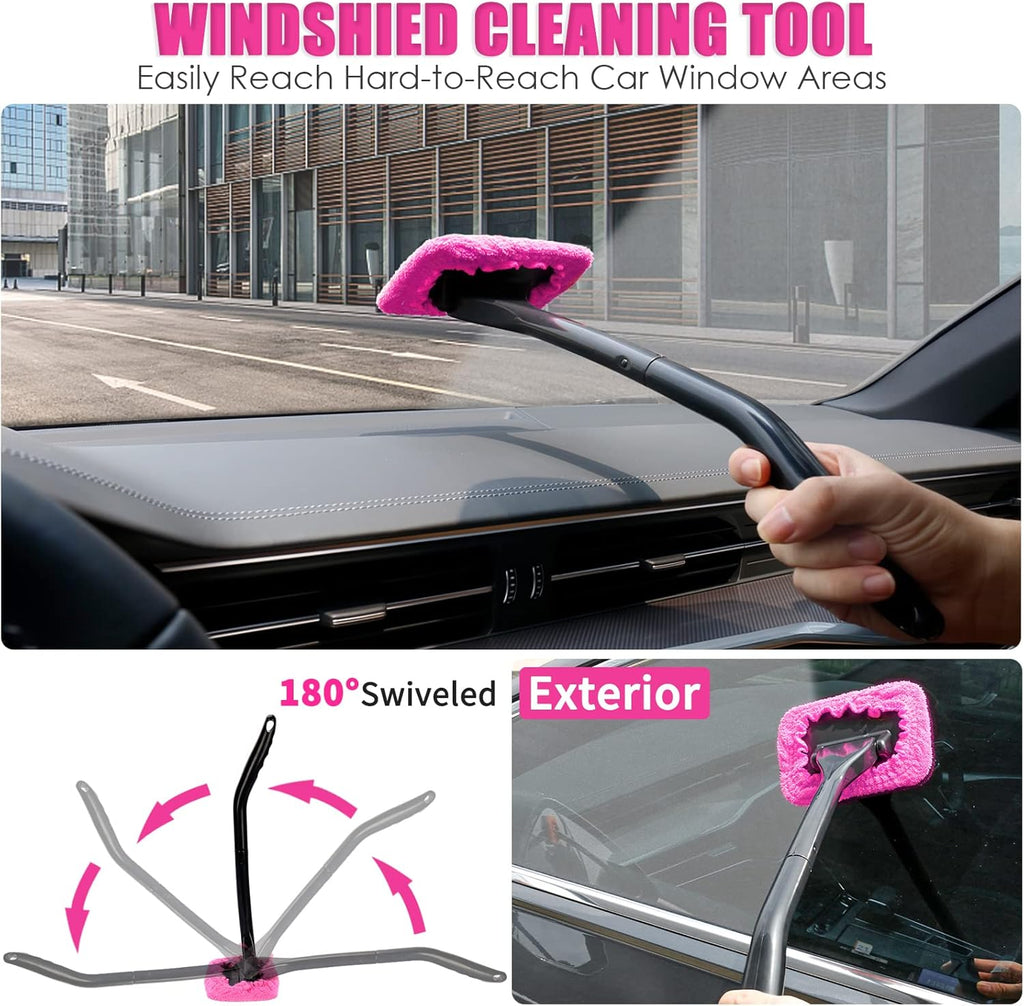 Viewsun 17pcs Car Cleaning Kit, Pink Car Interior Detailing Kit with High Power Handheld Vacuum, Detailing Brush Set, Windshield Cleaner, Cleaning Gel, Complete Auto Accessories for Women Gift