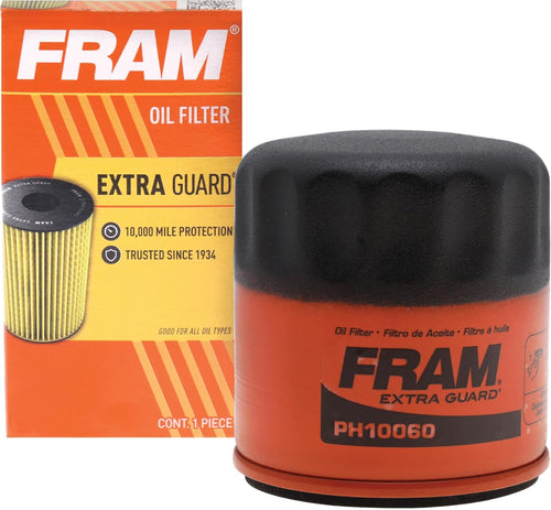 FRAM Extra Guard PH10060 10K Mile Change Automotive Replacement Interval Spin-On Engine Oil Filter for Select Vehicle Model Years, Vehicle Engine Protection Oil Filter for Everyday Drivers