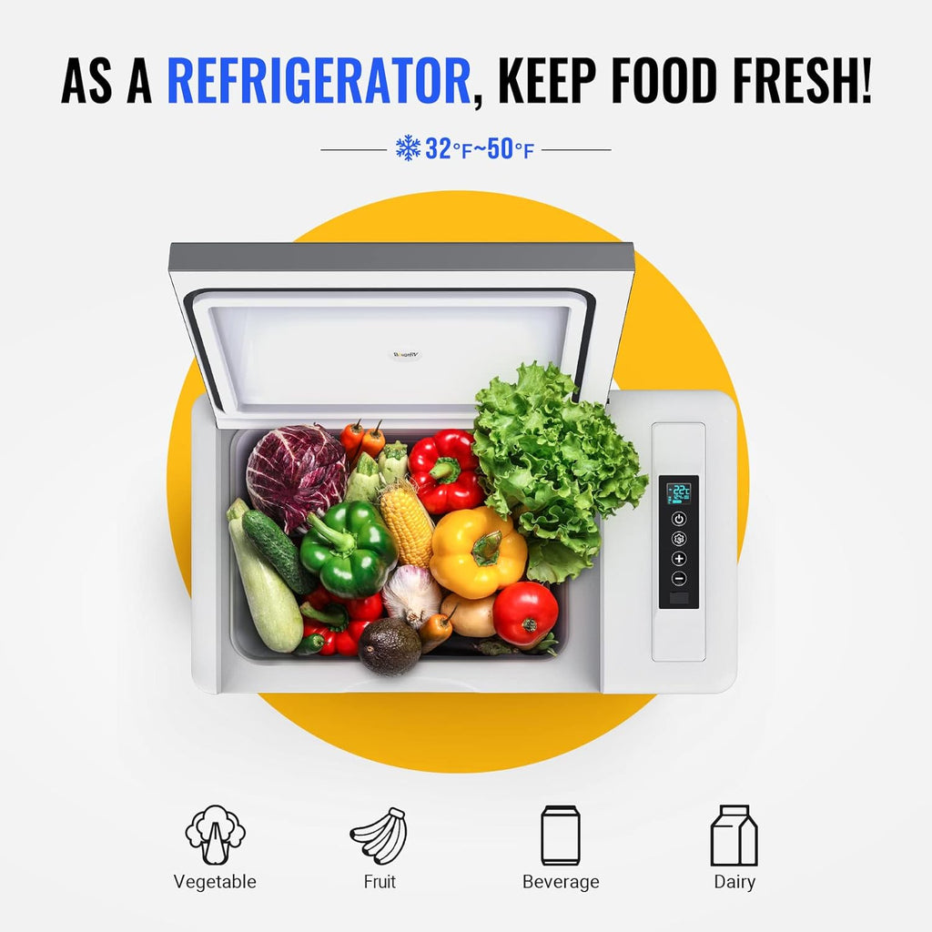 BougeRV 12 Volt Refrigerator 12V Car Fridge 23 Quart Portable Freezer Compressor Cooler 12/24V DC 110~240 Volt AC for Truck Van RV Camper SUV Travel Camping Road Trips Tailgating -8℉~50℉