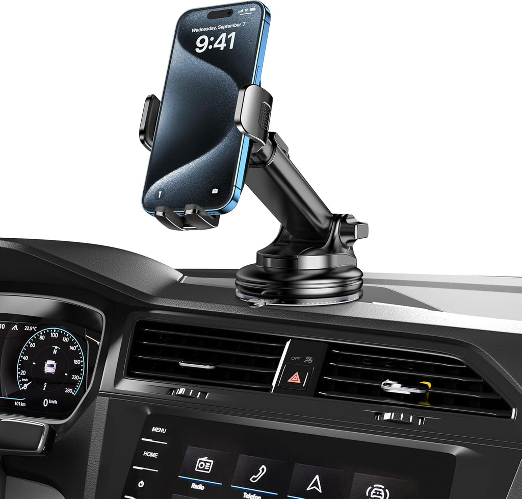 Qifutan Dash Mounted Holders Phone Holders for Your Car Phone Mount for Car Windshield Dashboard Air Vent Universal Hands Free Automobile Cell Phone Holder Fit for iPhone Smartphone