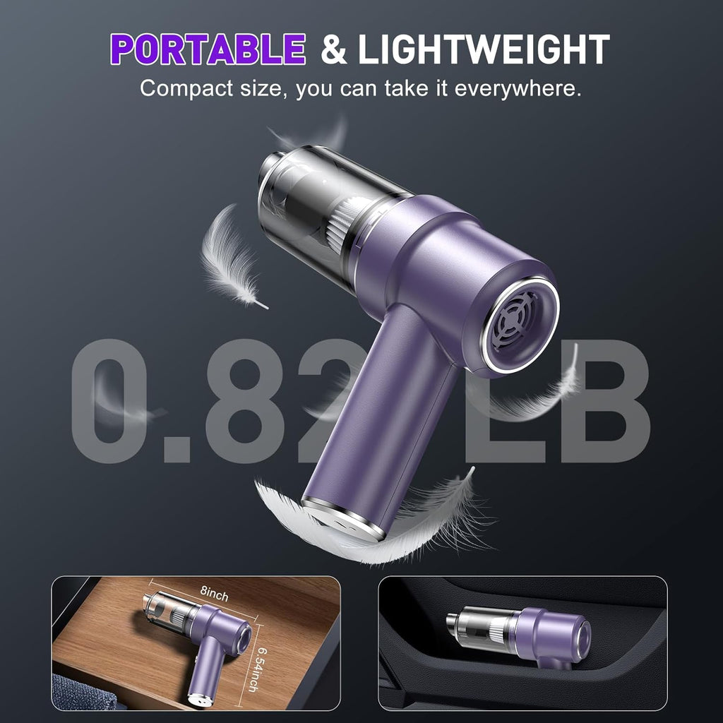 KMM Handheld Car Vacuum Cleaner, 9000Pa Vacuum Cleaner and Air Duster, 120W High Power Hand Held Vacuum with LED Light and Multi-Nozzles for Car, Home, Office, Pet