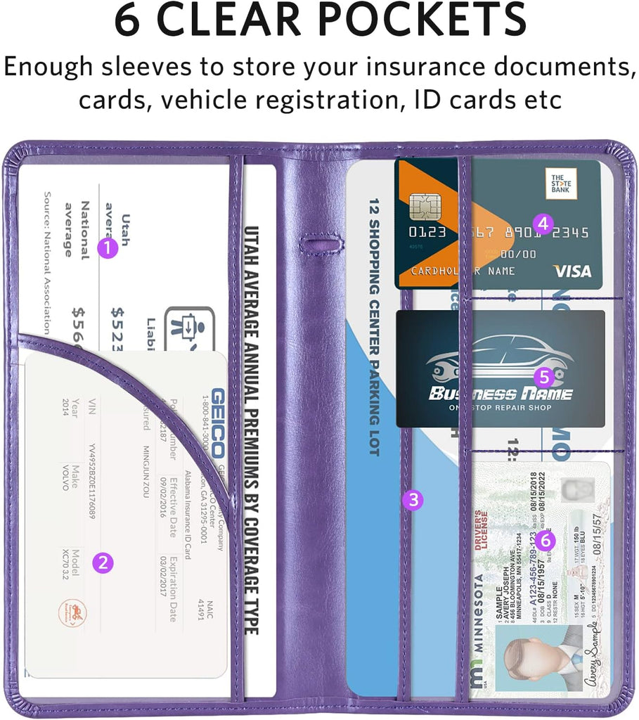 CoBak Car Registration and Insurance Holder - Vehicle Glove Box Car Organizer, Auto Truck Comparment Accessories Case for Essential Document, Driver License, Cards