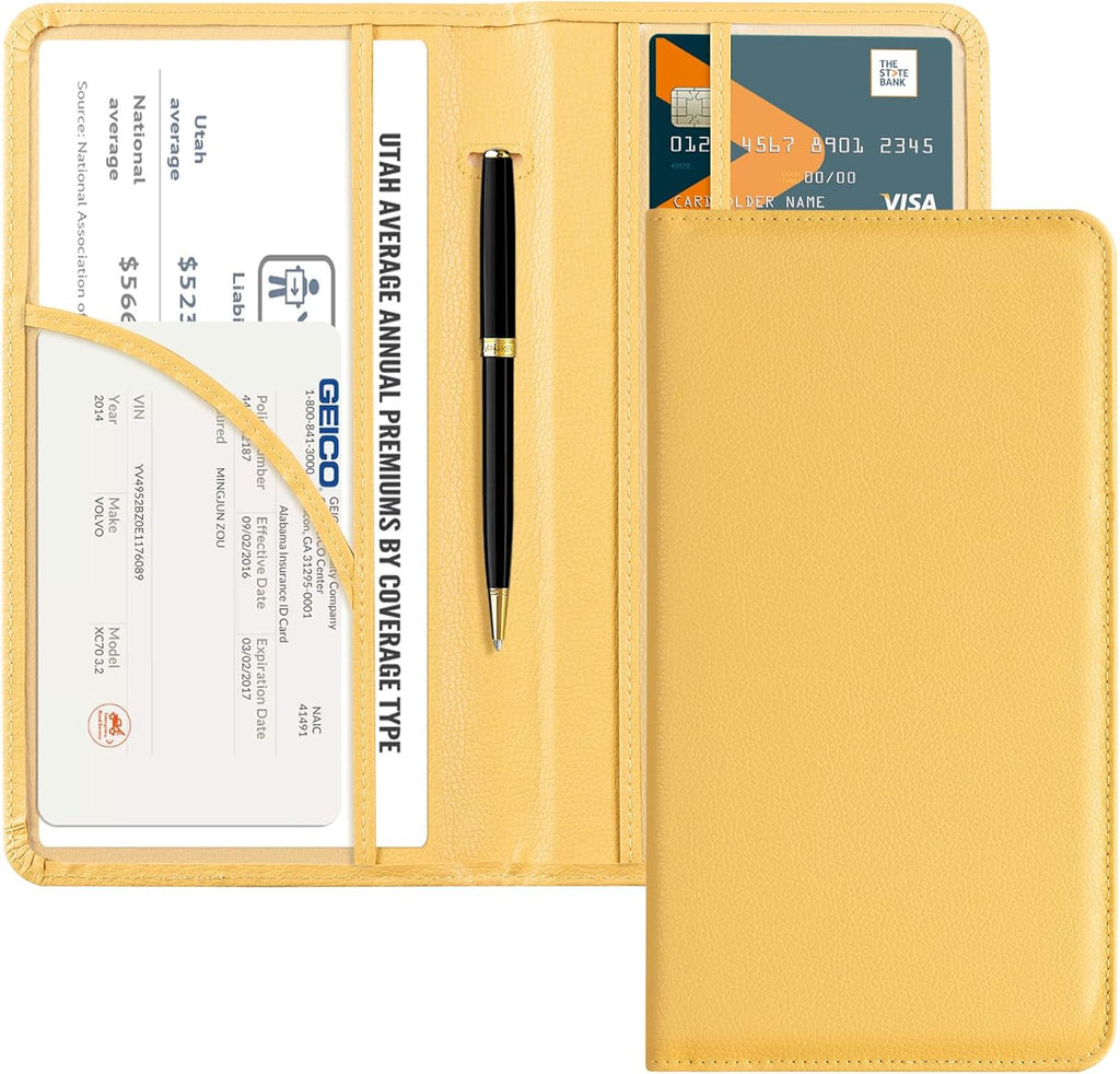 CoBak Car Registration and Insurance Holder - Vehicle Glove Box Car Organizer, Auto Truck Comparment Accessories Case for Essential Document, Driver License, Cards