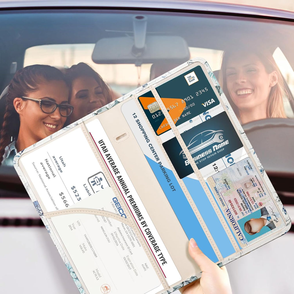 CoBak Car Registration and Insurance Holder - Vehicle Glove Box Car Organizer, Auto Truck Comparment Accessories Case for Essential Document, Driver License, Cards