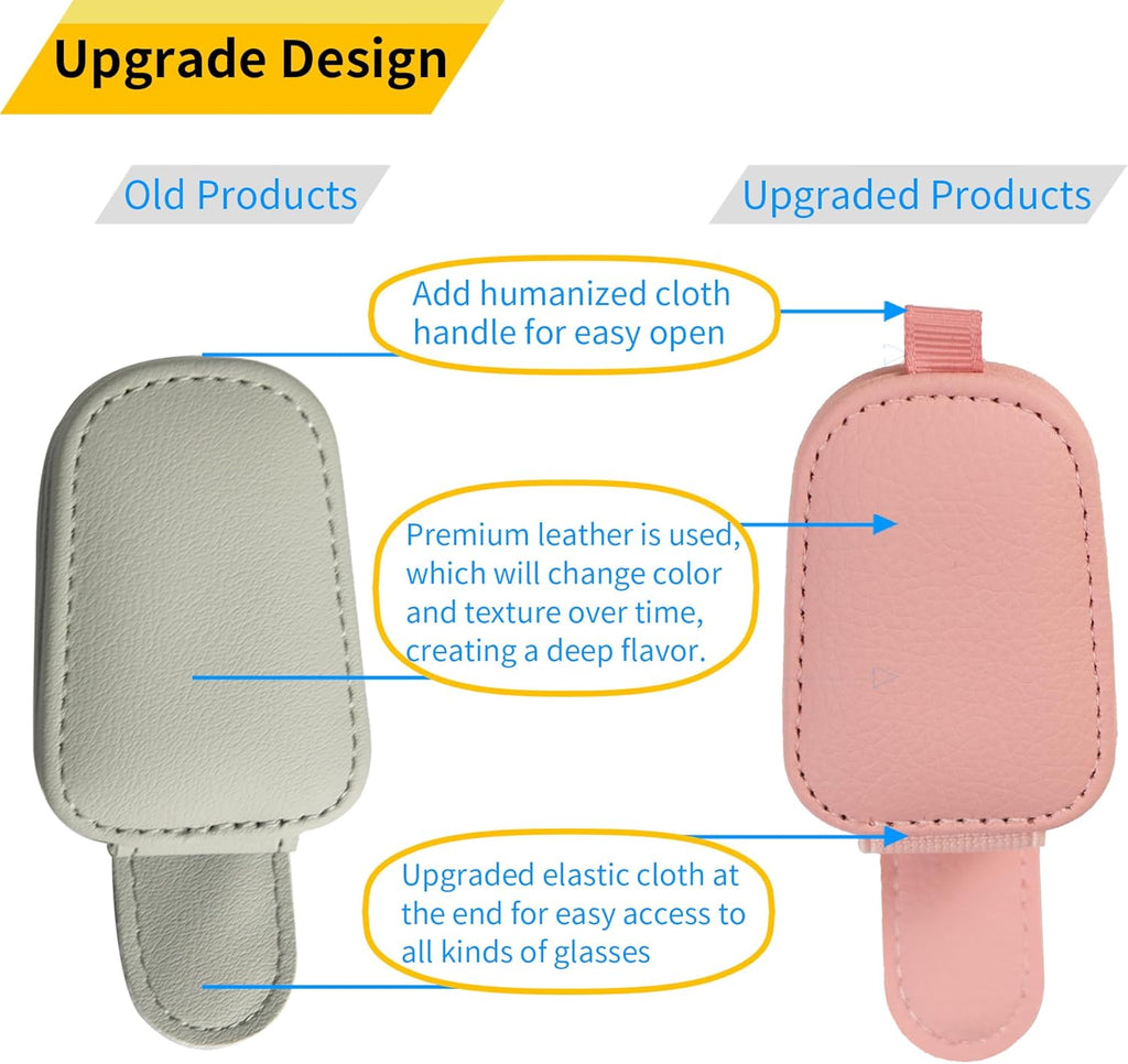 Yuoyar 2 Packs Sunglasses Holders for Car Visor - Magnetic Leather Sunglasses Holder and Ticket Card Clip - Car Visor Accessories (Black)