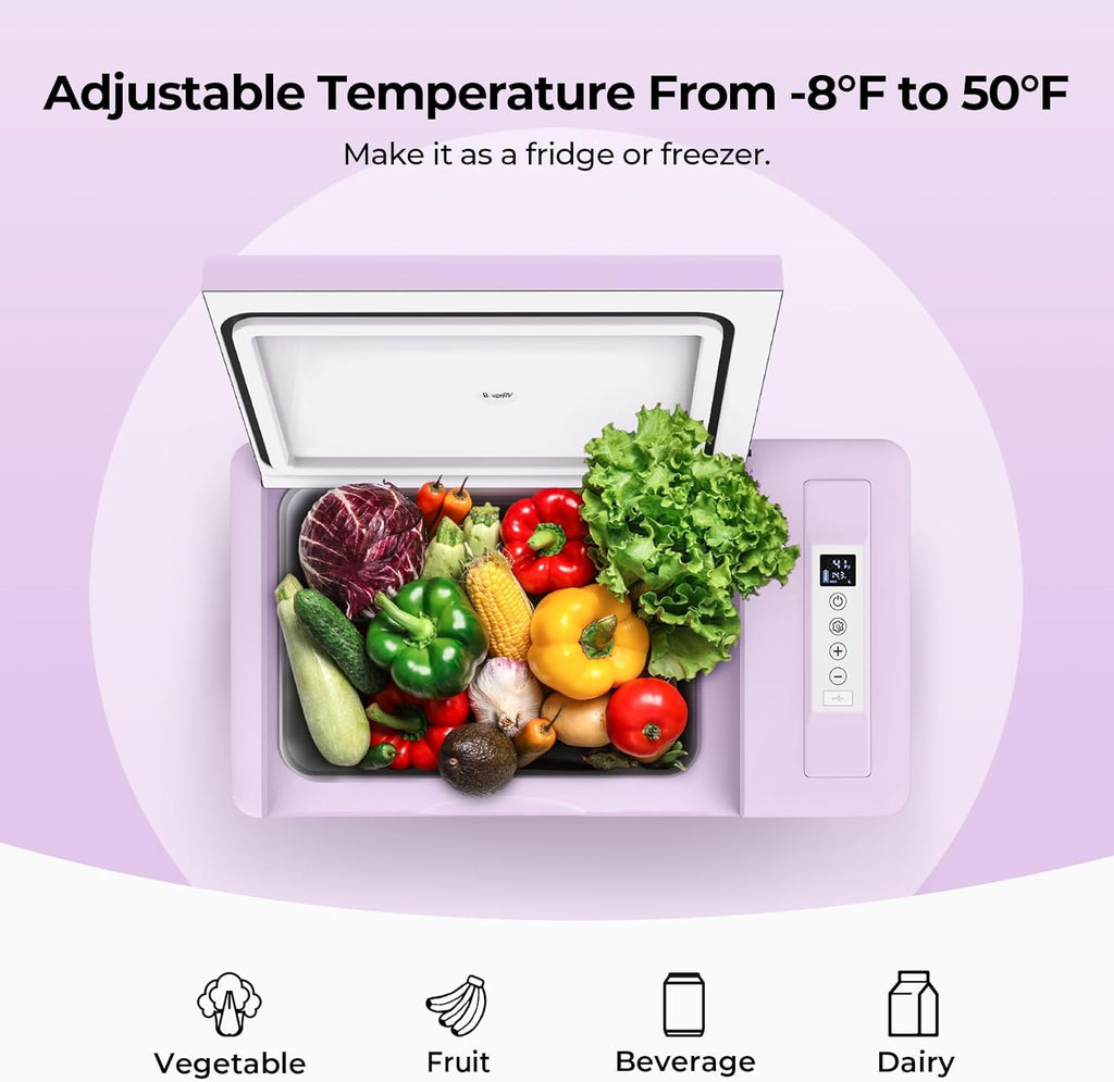 BougeRV 12 Volt Refrigerator 12V Car Fridge 23 Quart Portable Freezer Compressor Cooler 12/24V DC 110~240 Volt AC for Truck Van RV Camper SUV Travel Camping Road Trips Tailgating -8℉~50℉