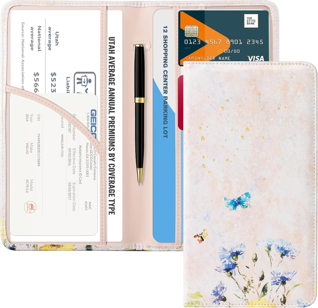 CoBak Car Registration and Insurance Holder - Vehicle Glove Box Car Organizer, Auto Truck Comparment Accessories Case for Essential Document, Driver License, Cards