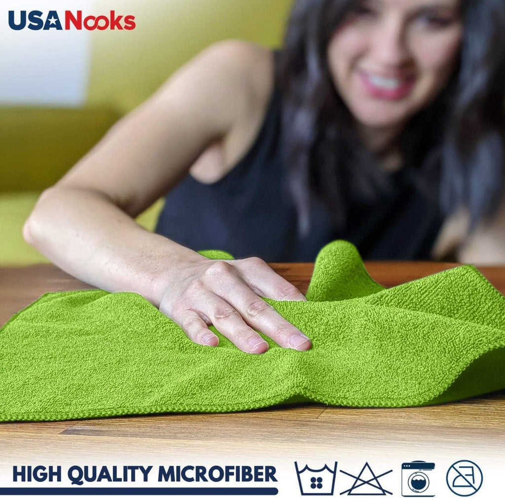 USANOOKS Microfiber Cleaning Cloth Grey - 12 Pcs (12.5"x12.5") - High Performance - 1200 Washes, Ultra Absorbent Microfiber Towel Weave Grime & Liquid for Streak-Free Mirror Shine - Car Washing Cloth