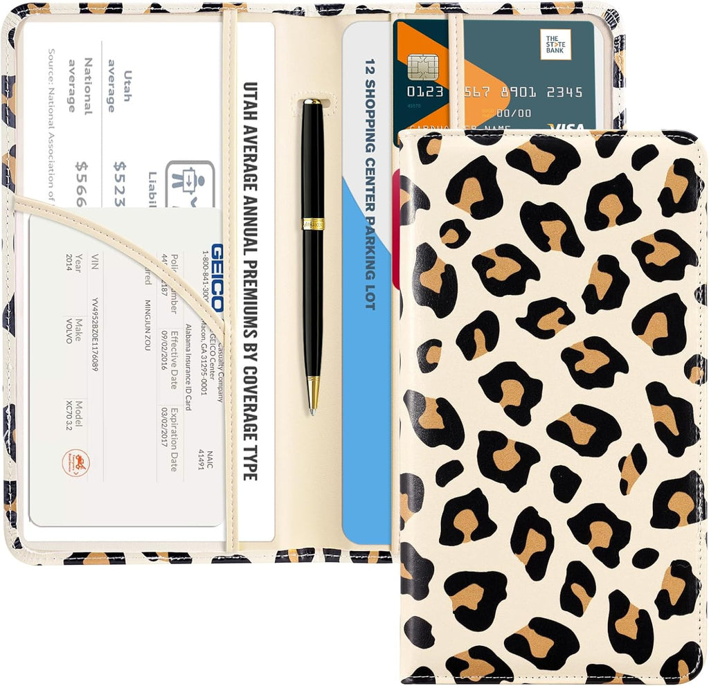 CoBak Car Registration and Insurance Holder - Vehicle Glove Box Car Organizer, Auto Truck Comparment Accessories Case for Essential Document, Driver License, Cards