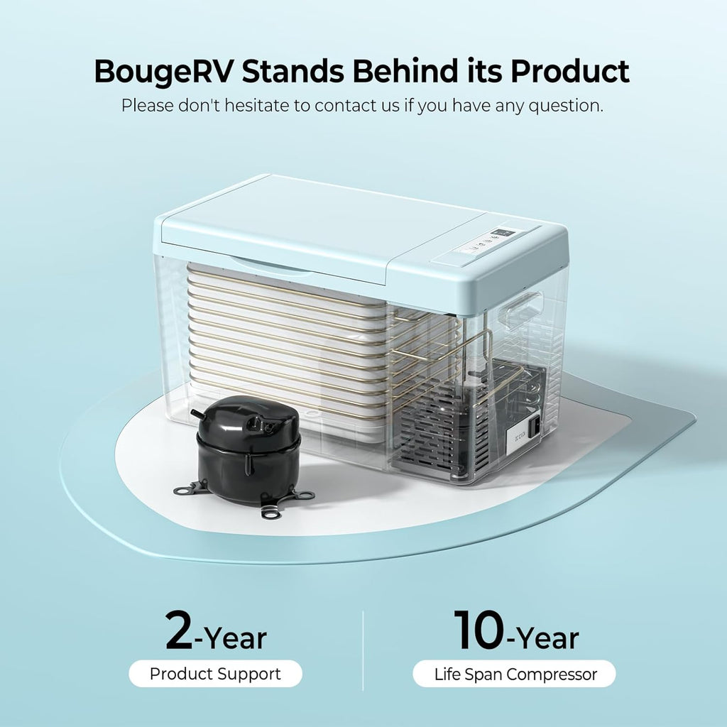 BougeRV 12 Volt Refrigerator 12V Car Fridge 23 Quart Portable Freezer Compressor Cooler 12/24V DC 110~240 Volt AC for Truck Van RV Camper SUV Travel Camping Road Trips Tailgating -8℉~50℉