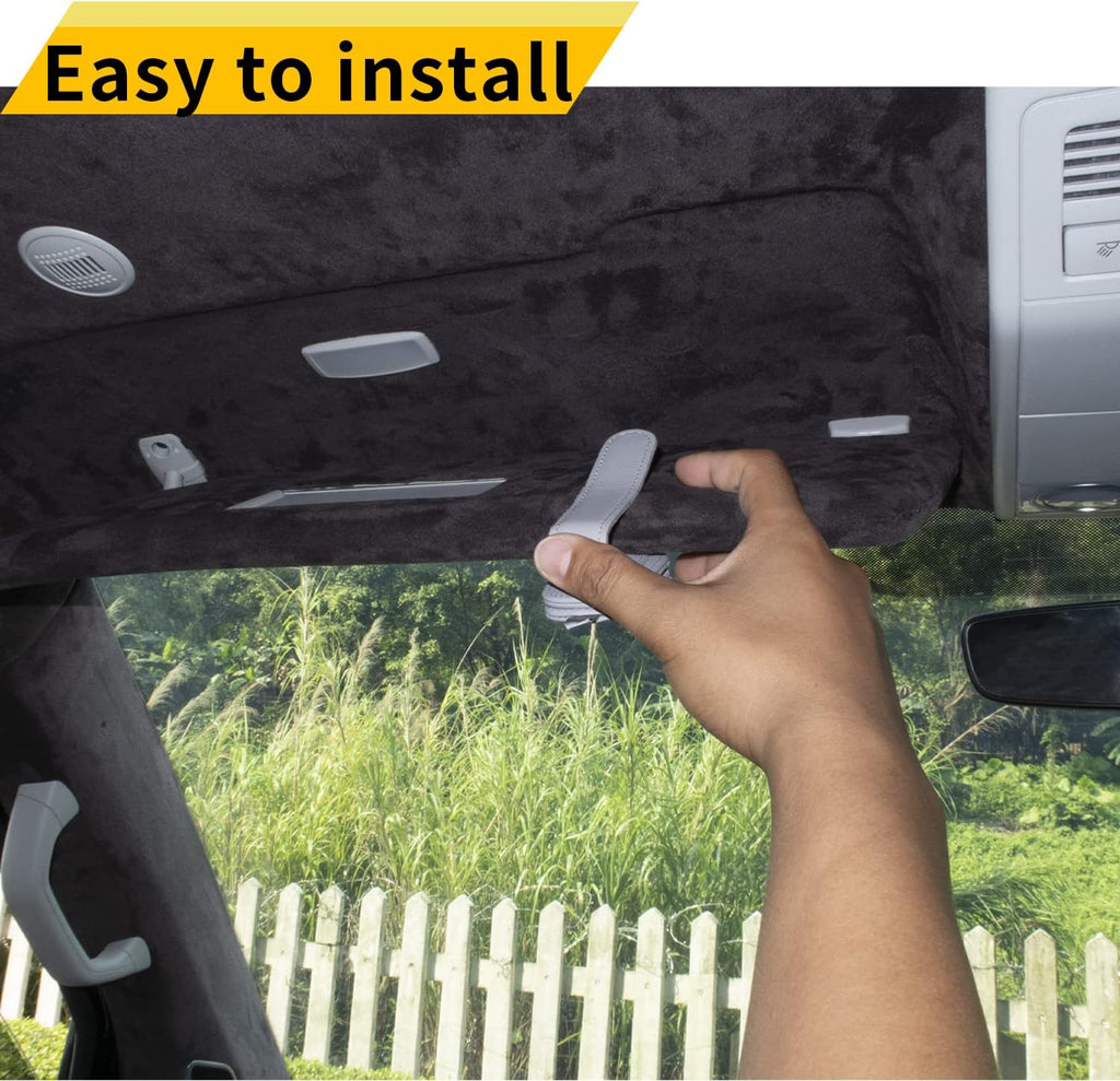 Yuoyar 2 Packs Sunglasses Holders for Car Visor - Magnetic Leather Sunglasses Holder and Ticket Card Clip - Car Visor Accessories (Black)