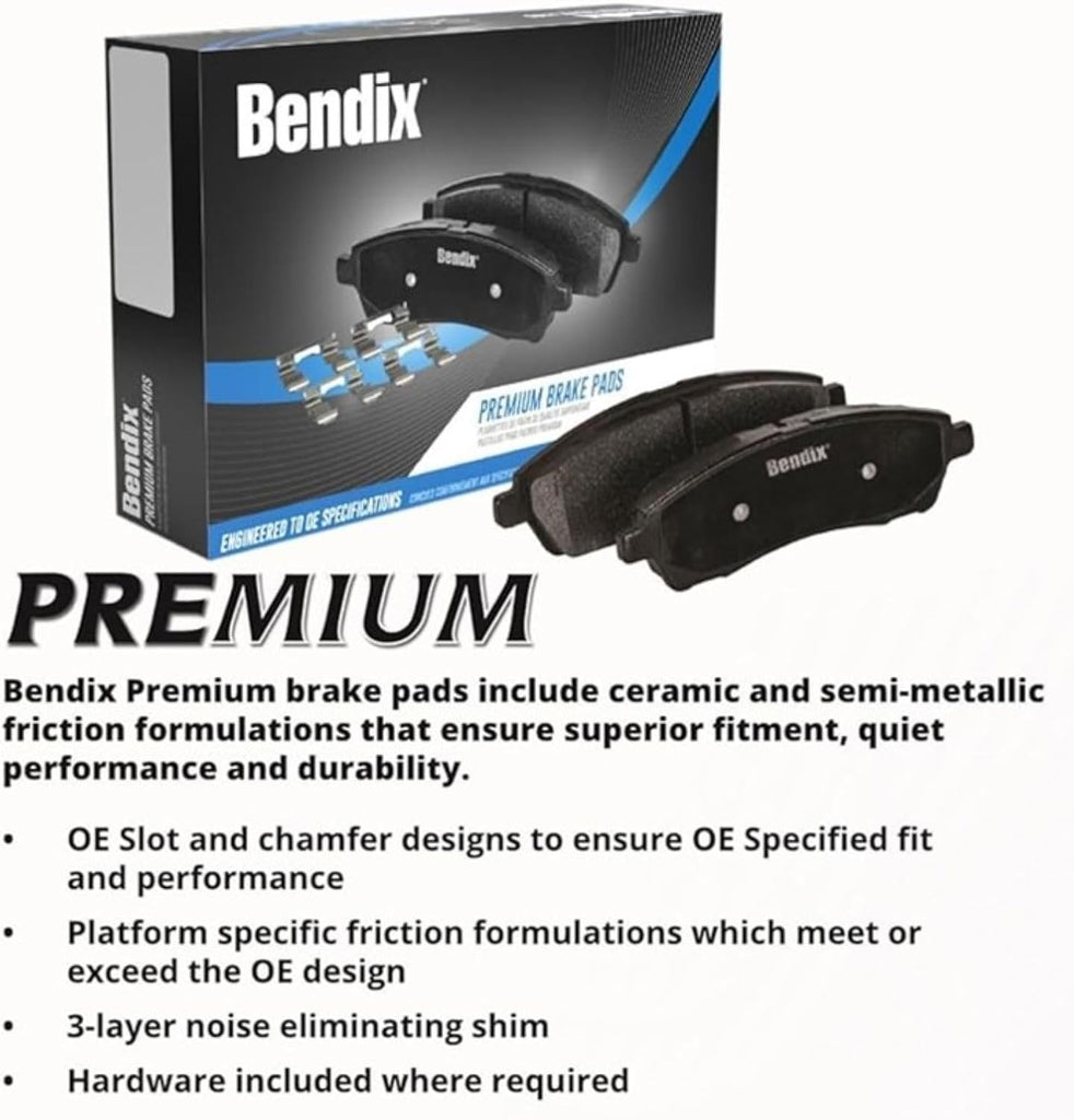 Bendix Premium SBC1363 Ceramic Front Brake Pads for Cadillac Escalade, ESV,EXT,XTS,Chevrolet Avalanche,Cheyenne,Express 1500,Silverado Classic,LD,Suburban,Tahoe,GMC Savana Sierra,Limited,Yukon,XL,