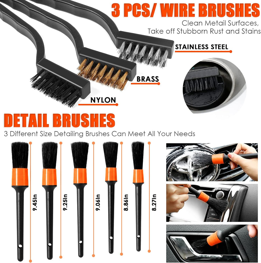 Viewsun 17pcs Car Cleaning Kit, Pink Car Interior Detailing Kit with High Power Handheld Vacuum, Detailing Brush Set, Windshield Cleaner, Cleaning Gel, Complete Auto Accessories for Women Gift