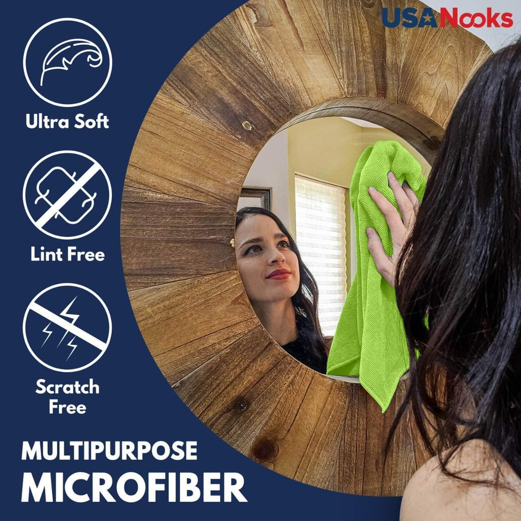 USANOOKS Microfiber Cleaning Cloth Grey - 12 Pcs (12.5"x12.5") - High Performance - 1200 Washes, Ultra Absorbent Microfiber Towel Weave Grime & Liquid for Streak-Free Mirror Shine - Car Washing Cloth