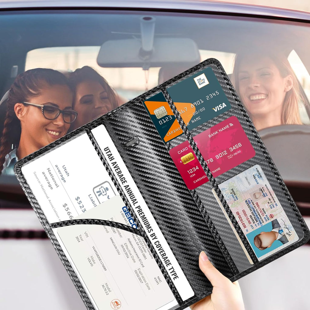 CoBak Car Registration and Insurance Holder - Vehicle Glove Box Car Organizer, Auto Truck Comparment Accessories Case for Essential Document, Driver License, Cards