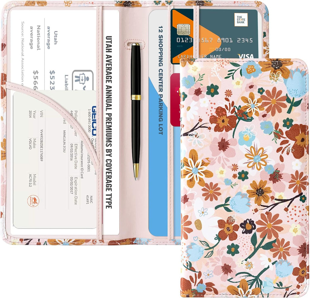 CoBak Car Registration and Insurance Holder - Vehicle Glove Box Car Organizer, Auto Truck Comparment Accessories Case for Essential Document, Driver License, Cards