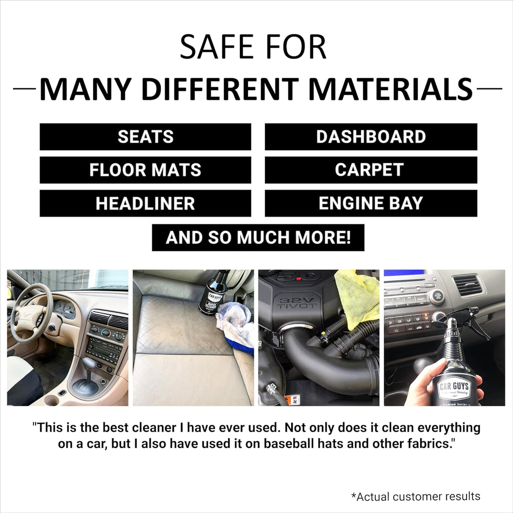 CAR GUYS Super Cleaner | Effective Car Interior Cleaner | Leather Car Seat Cleaner | Stain Remover for Carpet, Upholstery, Fabric, and Much More! | 18 Oz Kit with Microfiber Towel