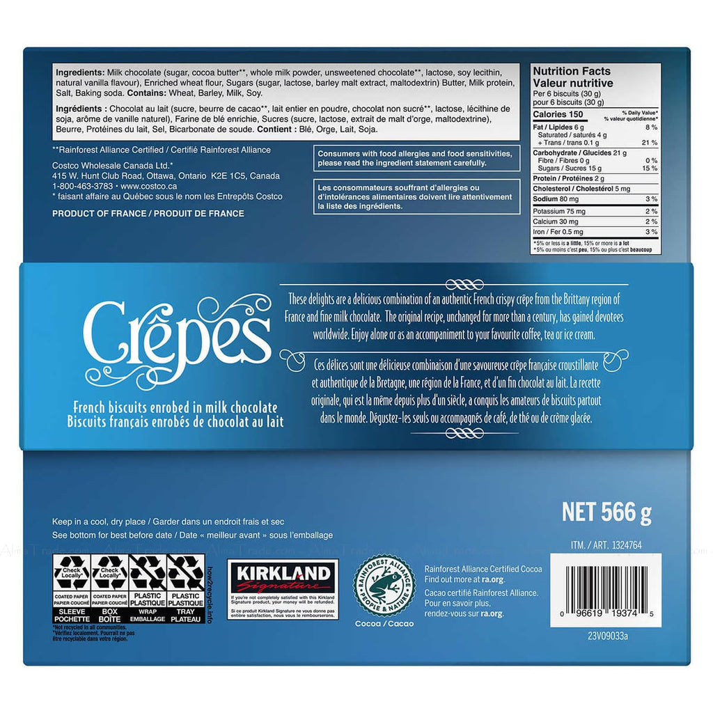 KIRKLAND SIGNATURE Crepes Biscuits With Chocolate 19.97 Oz, 20 Oz, Red / blue