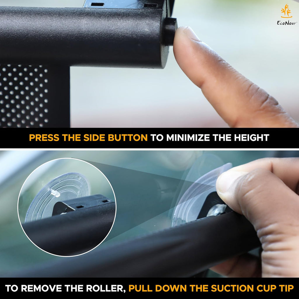 EcoNour Car Side Window Sun Shade (2 Pack) | Retractable Roller Sunshade for Kids | Baby Car Window Shades for UV and Sun Glare Protection | Baby Travel Accessories (15"x17")