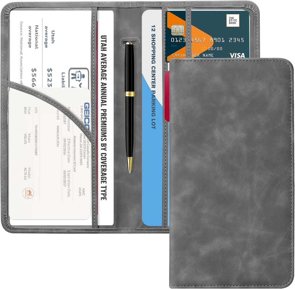 CoBak Car Registration and Insurance Holder - Vehicle Glove Box Car Organizer, Auto Truck Comparment Accessories Case for Essential Document, Driver License, Cards