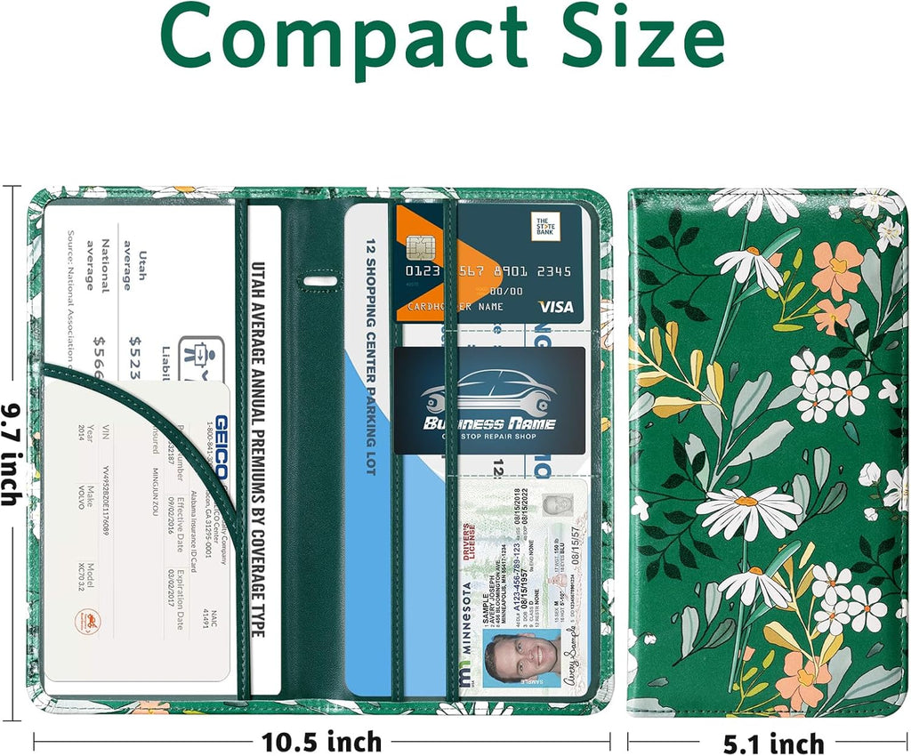 CoBak Car Registration and Insurance Holder - Vehicle Glove Box Car Organizer, Auto Truck Comparment Accessories Case for Essential Document, Driver License, Cards