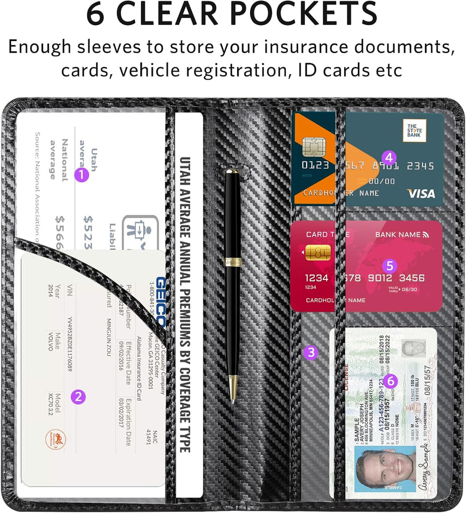 CoBak Car Registration and Insurance Holder - Vehicle Glove Box Car Organizer, Auto Truck Comparment Accessories Case for Essential Document, Driver License, Cards