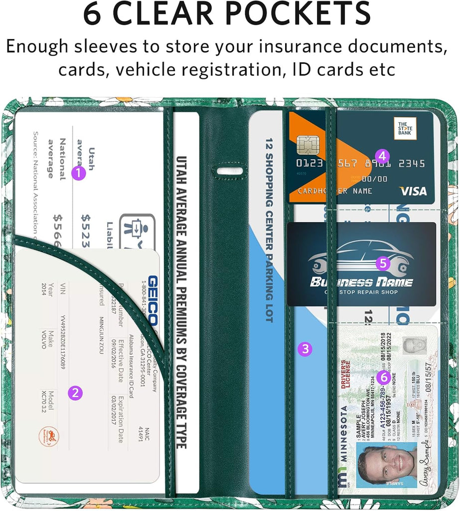 CoBak Car Registration and Insurance Holder - Vehicle Glove Box Car Organizer, Auto Truck Comparment Accessories Case for Essential Document, Driver License, Cards