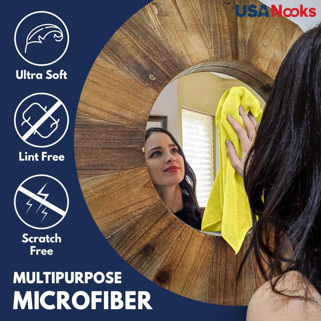 USANOOKS Microfiber Cleaning Cloth Grey - 12 Pcs (12.5"x12.5") - High Performance - 1200 Washes, Ultra Absorbent Microfiber Towel Weave Grime & Liquid for Streak-Free Mirror Shine - Car Washing Cloth