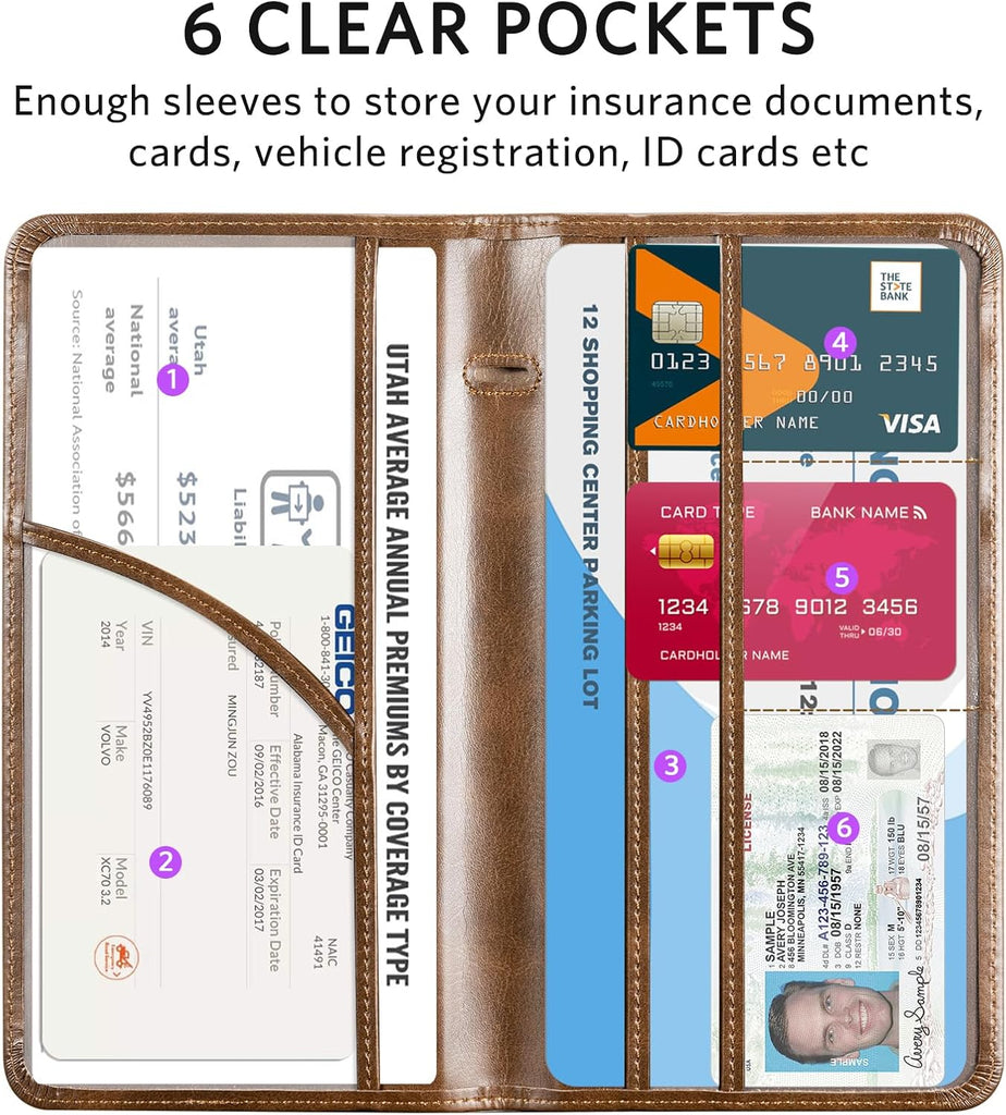 CoBak Car Registration and Insurance Holder - Vehicle Glove Box Car Organizer, Auto Truck Comparment Accessories Case for Essential Document, Driver License, Cards