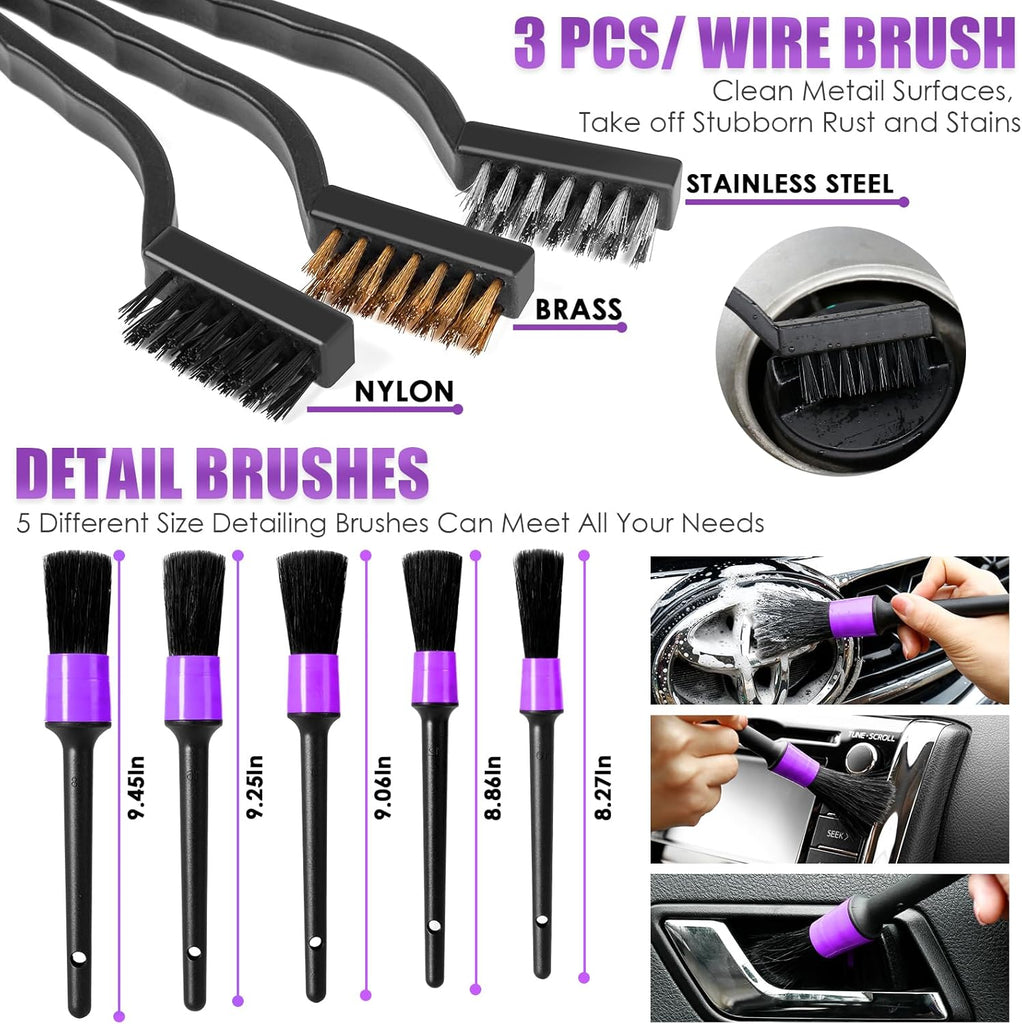 Viewsun 17pcs Car Cleaning Kit, Pink Car Interior Detailing Kit with High Power Handheld Vacuum, Detailing Brush Set, Windshield Cleaner, Cleaning Gel, Complete Auto Accessories for Women Gift