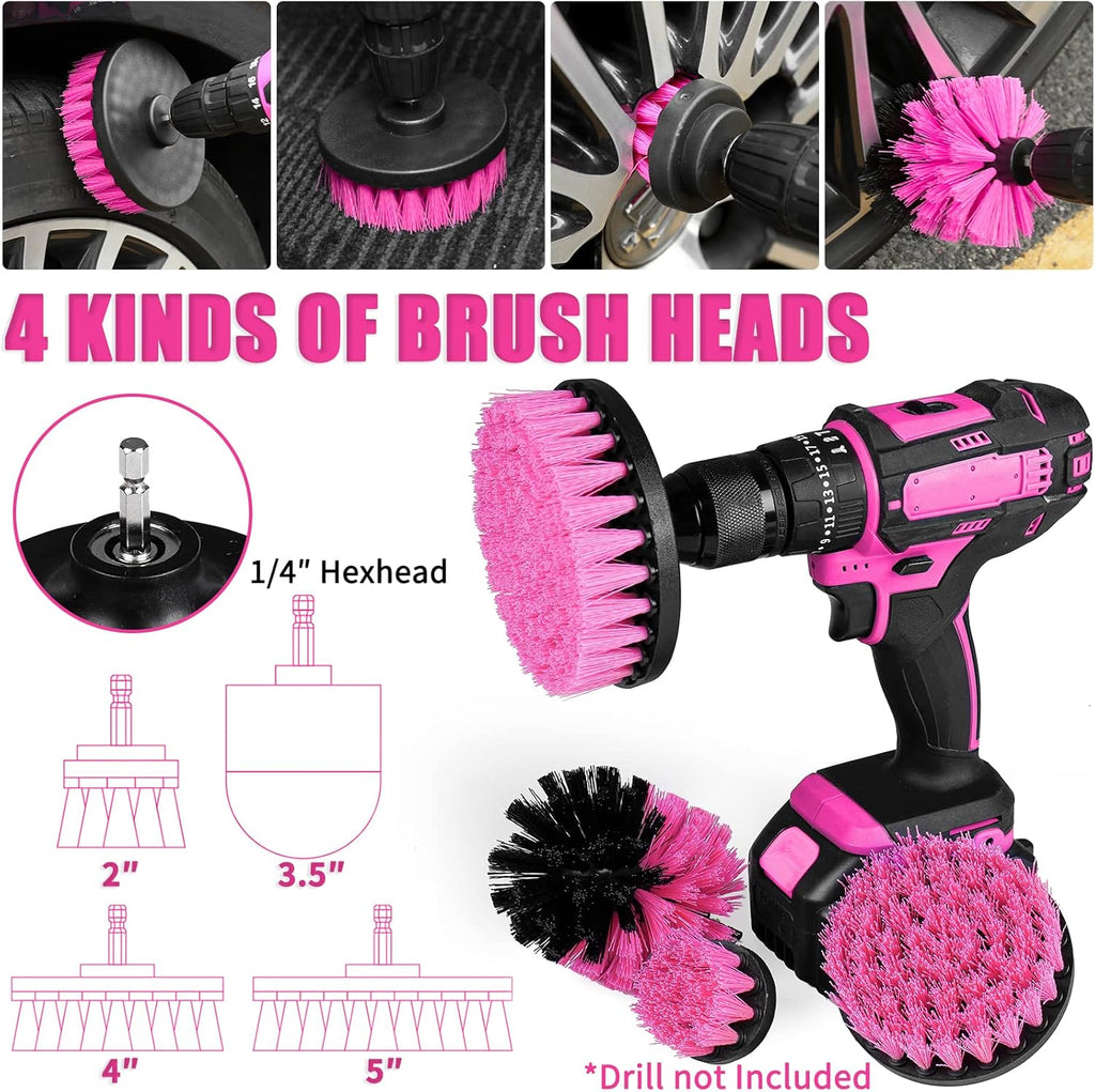 Viewsun 17pcs Car Cleaning Kit, Pink Car Interior Detailing Kit with High Power Handheld Vacuum, Detailing Brush Set, Windshield Cleaner, Cleaning Gel, Complete Auto Accessories for Women Gift