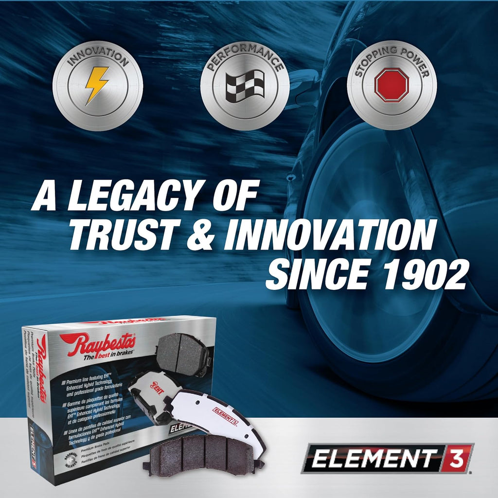 Raybestos Element3 EHTTM Automotive Replacement Front Brake Pad for Select Toyota (4Runner, FJ Cruiser, Sequoia, Tacoma, Tundra), Lexus (GX460,GX470) (EHT976H)