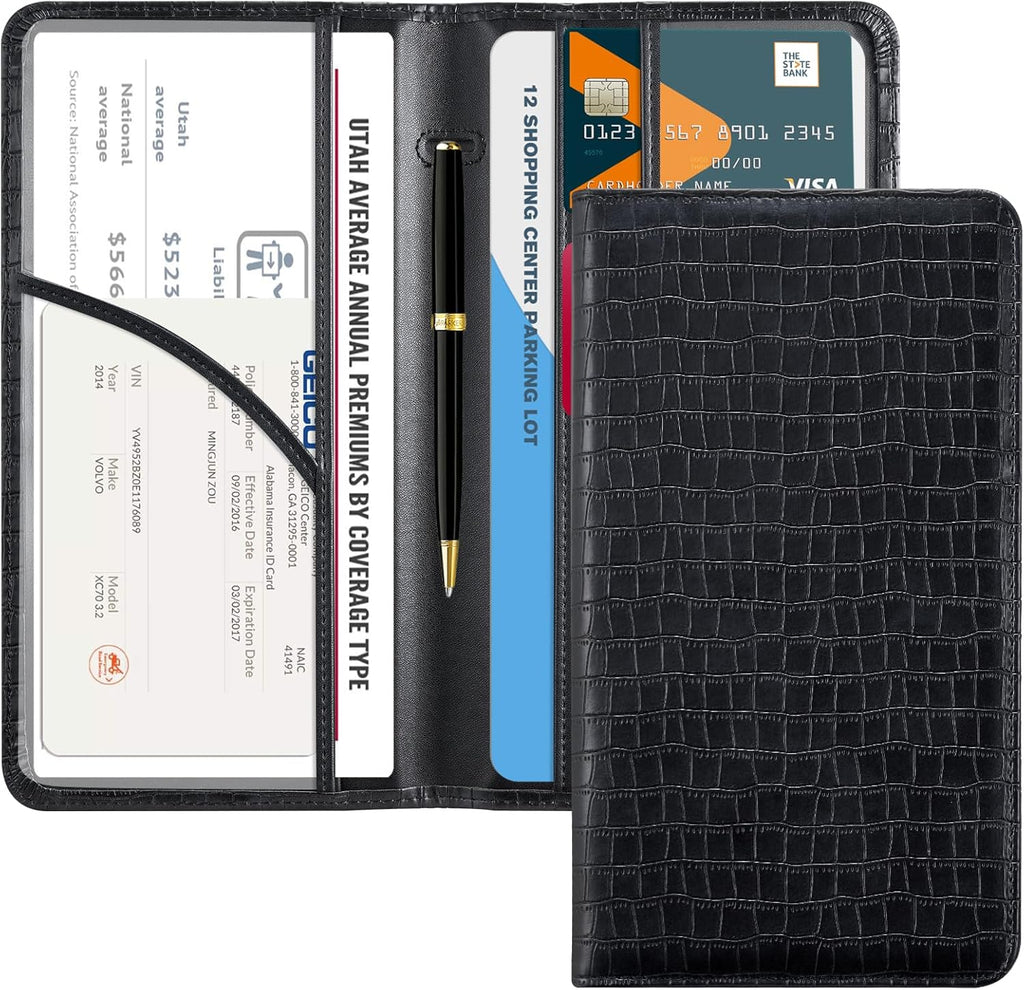 CoBak Car Registration and Insurance Holder - Vehicle Glove Box Car Organizer, Auto Truck Comparment Accessories Case for Essential Document, Driver License, Cards