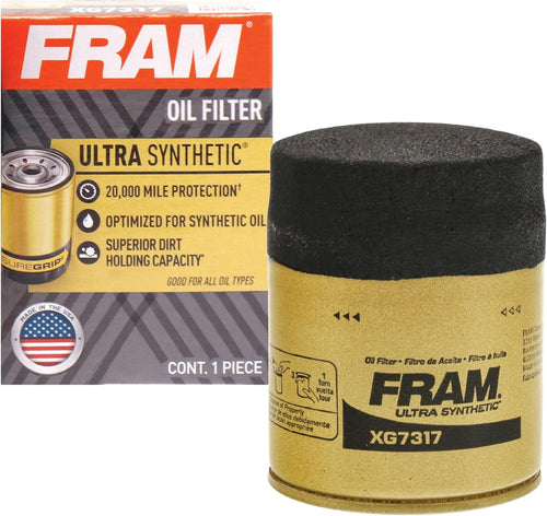 FRAM Ultra Synthetic XG7317 20K Mile Change Automotive Replacement Engine Oil Filter for Synthetic Oil Changes, Premium Vehicle Engine Protection Oil Filter for Select Vehicle Model Years