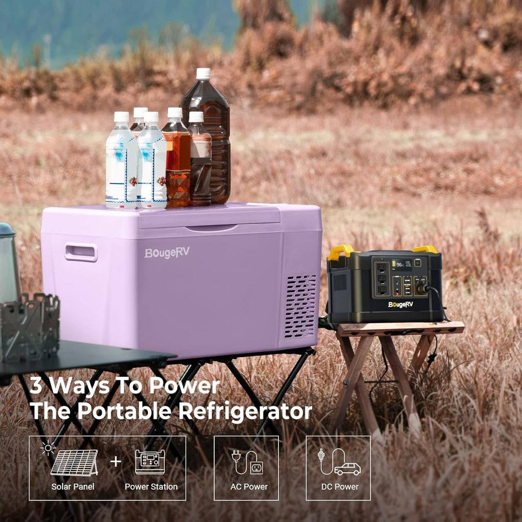 BougeRV 12 Volt Refrigerator 12V Car Fridge 23 Quart Portable Freezer Compressor Cooler 12/24V DC 110~240 Volt AC for Truck Van RV Camper SUV Travel Camping Road Trips Tailgating -8℉~50℉